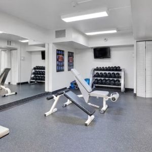 Well equipped fitness center at Holiday Inn Peterborough-Waterfront.