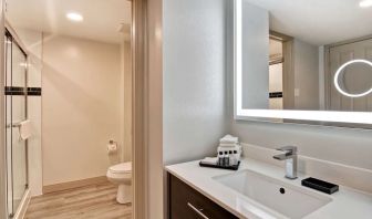 Guest bathroom with shower and free toiletries at The Park Hotel London.