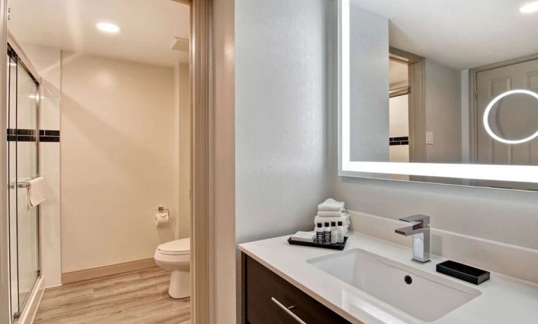 Guest bathroom with shower and free toiletries at The Park Hotel London.