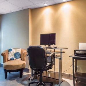 Business center with computer, printer and ergonomic chair at Comfort Inn Pembroke.