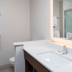 Guest bathroom with shower at Holiday Inn Express & Suites Ruston.