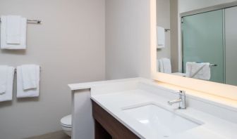 Guest bathroom with shower at Holiday Inn Express & Suites Ruston.