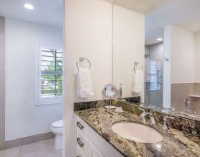 Guest bathroom at Islander Resort Oceanside.