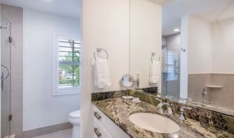 Guest bathroom at Islander Resort Oceanside.