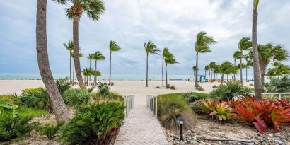 Beach access and view at Islander Resort Oceanside.