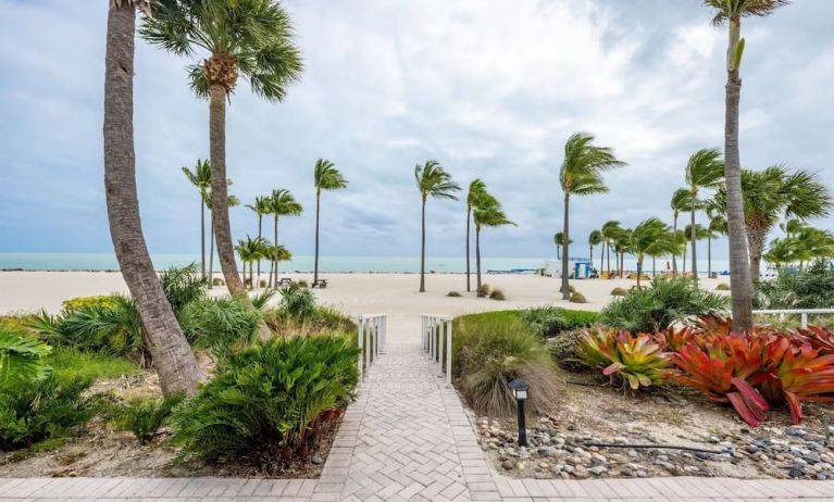 Beach access and view at Islander Resort Oceanside.