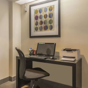 Business center with computer, printer and ergonomic chair at Comfort Inn Belleville.