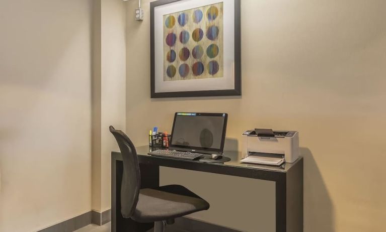 Business center with computer, printer and ergonomic chair at Comfort Inn Belleville.