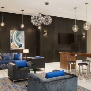 Business center and lounge area at Embassy Suites By Hilton Toronto Airport.