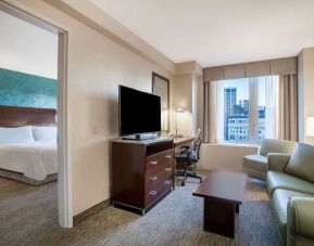 Day use room with living area at Hilton Garden Inn New York/West 35th Street.