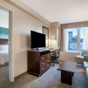 Day use room with living area at Hilton Garden Inn New York/West 35th Street.