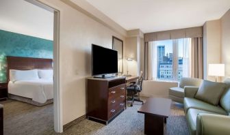 Day use room with living area at Hilton Garden Inn New York/West 35th Street.