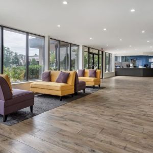 Lobby seating at Somerset Lofts.