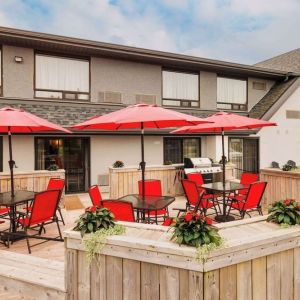 Outdoor lounge area at Comfort Inn Charlottetown.