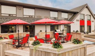 Outdoor lounge area at Comfort Inn Charlottetown.