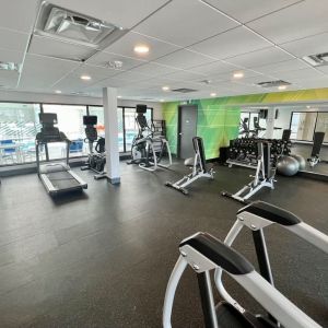 Fully equipped fitness center at Holiday Inn Toronto Airport East.