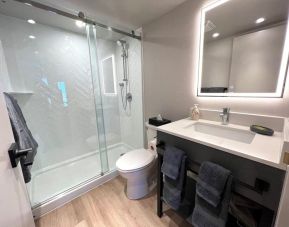 Guest bathroom with shower at Les Suites Hotel Ottawa.