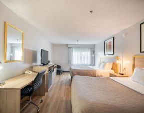 Bright and spacious day use twin room with work desk at Halifax Airport Hotel.