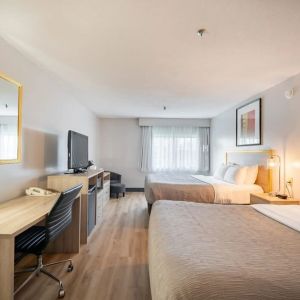 Bright and spacious day use twin room with work desk at Halifax Airport Hotel.