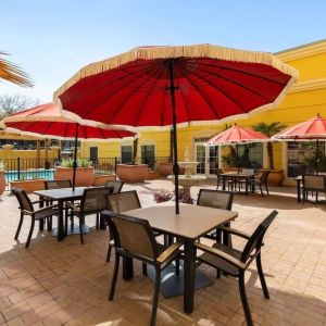 Courtyard perfect for coworking at La Quinta Inn & Suites San Antonio Medical Center NW.