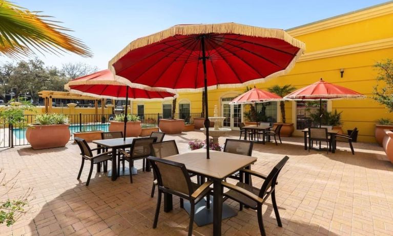 Courtyard perfect for coworking at La Quinta Inn & Suites San Antonio Medical Center NW.