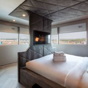 Bright and spacious day use superior room with view to the airport at Bloc Hotel.