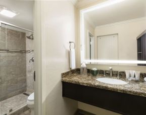 Guest bathroom with shower at The Scottsdale Plaza Resort.