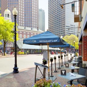 Alfresco dining perfect for coworking at The Bostonian Boston, A Millennium Hotel.