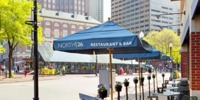 Alfresco dining perfect for coworking at The Bostonian Boston, A Millennium Hotel.