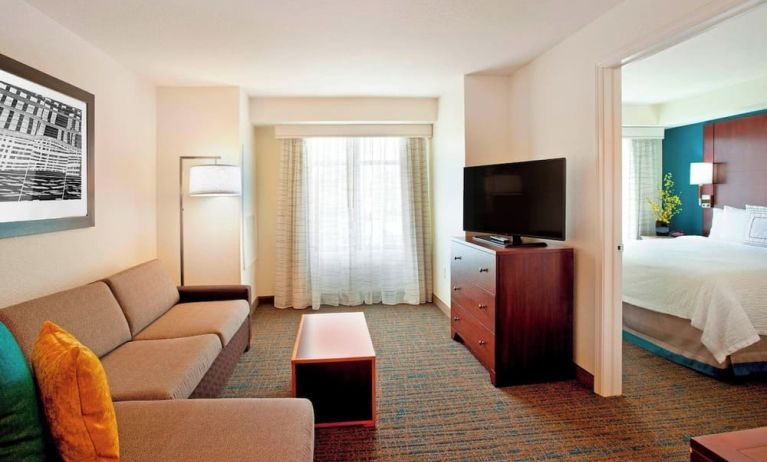 Day use room with living area at Residence Inn By Marriott Portland Airport At Cascade Station.