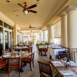 Alfresco dining perfect for coworking at The Atlantic Hotel & Spa.