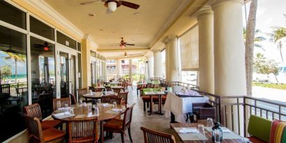 Alfresco dining perfect for coworking at The Atlantic Hotel & Spa.