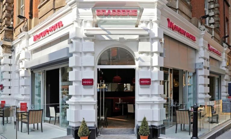 Hotel entrance at Mercure London Bloomsbury.