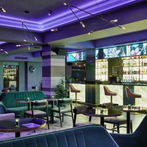 Hotel bar with lounge seating at NYX Hotel London Holborn By Leonardo.