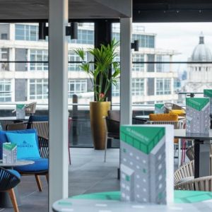 Rooftop terrace with lounge area at NYX Hotel London Holborn By Leonardo.