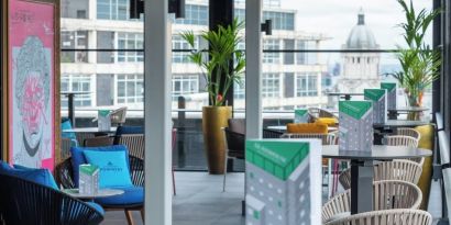 Rooftop terrace with lounge area at NYX Hotel London Holborn By Leonardo.