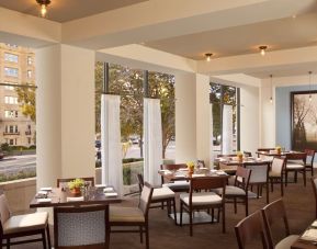 Dining area perfect for coworking at Capital Hilton.