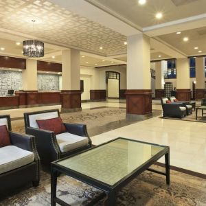 Lobby and coworking lounge at Capital Hilton.