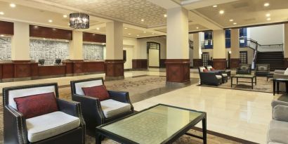 Lobby and coworking lounge at Capital Hilton.