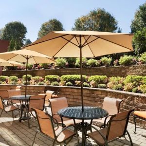 Outdoor terrace at Hampton Inn New York - LaGuardia Airport.