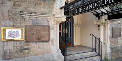 Hotel entrance at The Randolph Hotel Oxford.