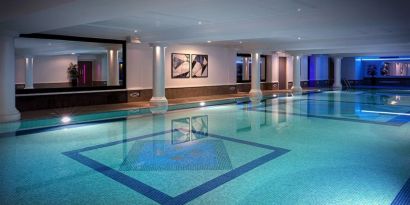 Indoor heated pool at Leonardo Royal Hotel London City.