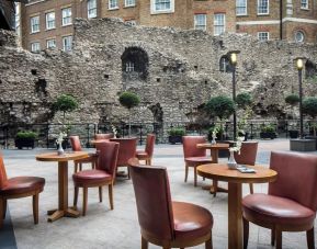 Beautiful hotel terrace with comfortable seating, perfect for co-working at Leonardo Royal Hotel London City.