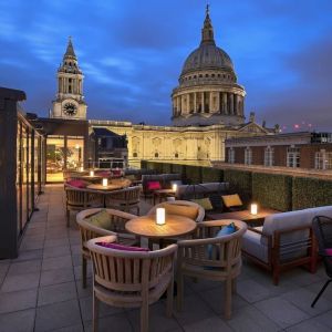 Rooftop terrace at Leonardo Royal St Paul's Hotel.