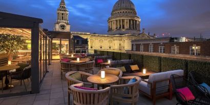 Rooftop terrace at Leonardo Royal St Paul's Hotel.