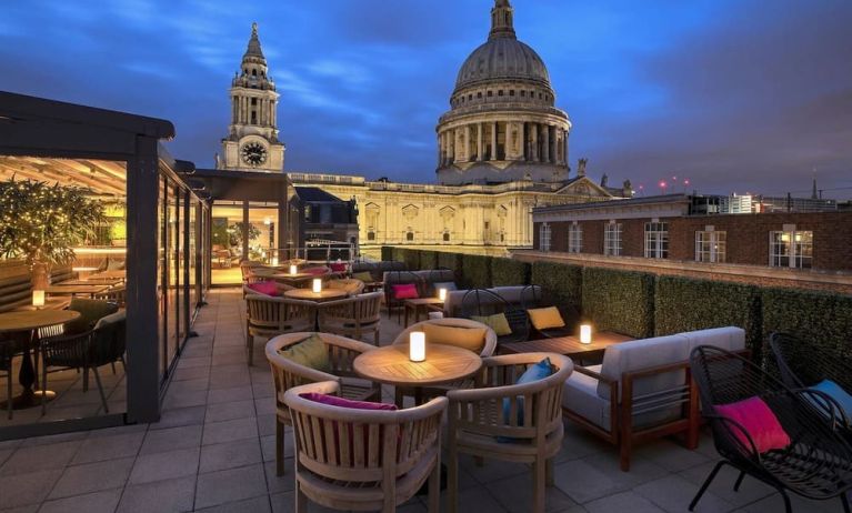 Rooftop terrace at Leonardo Royal St Paul's Hotel.