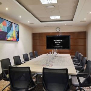 Professional meeting room with ergonomic chairs at Leonardo Royal St Paul's Hotel.