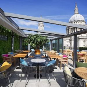 Rooftop terrace at Leonardo Royal St Paul's Hotel.