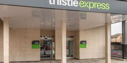 Hotel entrance at Thistle Express London, Luton.