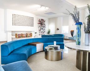 Lobby and coworking lounge at The Sagamore Hotel South Beach.